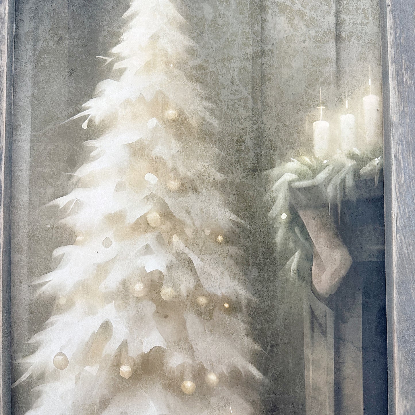 Gold and White Christmas Tree | 25" x 16" framed art print