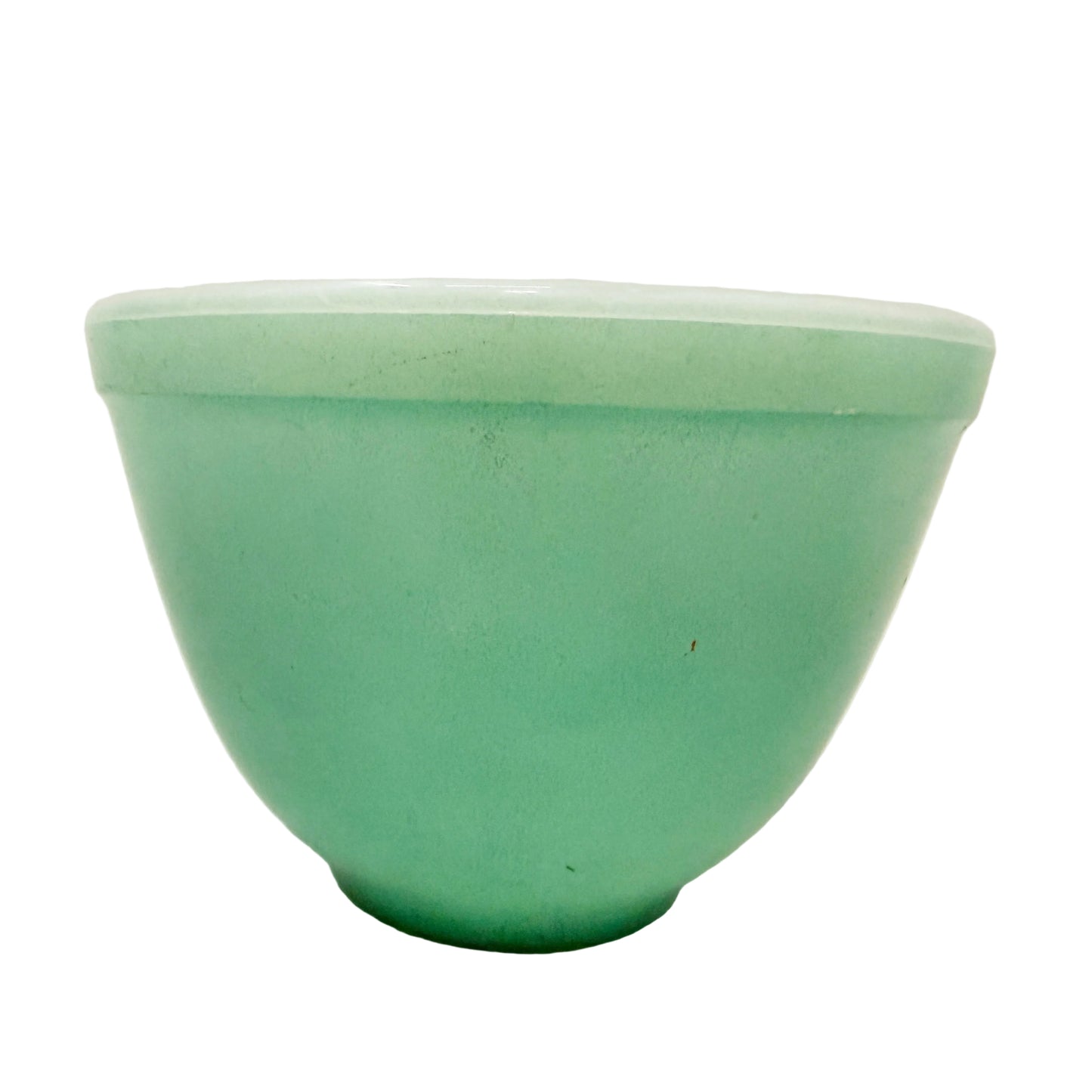 vintage J-26 matte green Mixing Bowl white milk glass | medium size