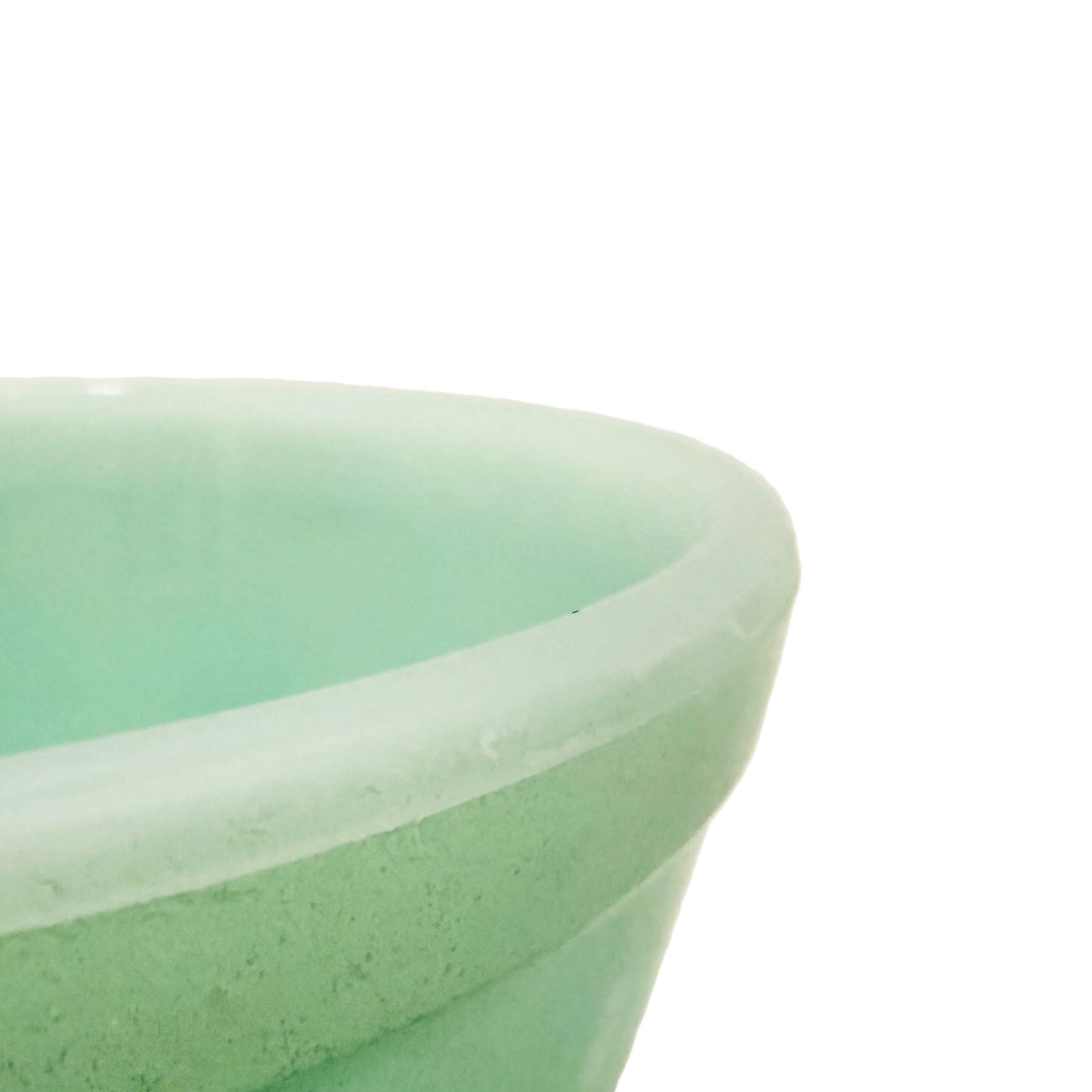 vintage J-26 matte green Mixing Bowl white milk glass | medium size