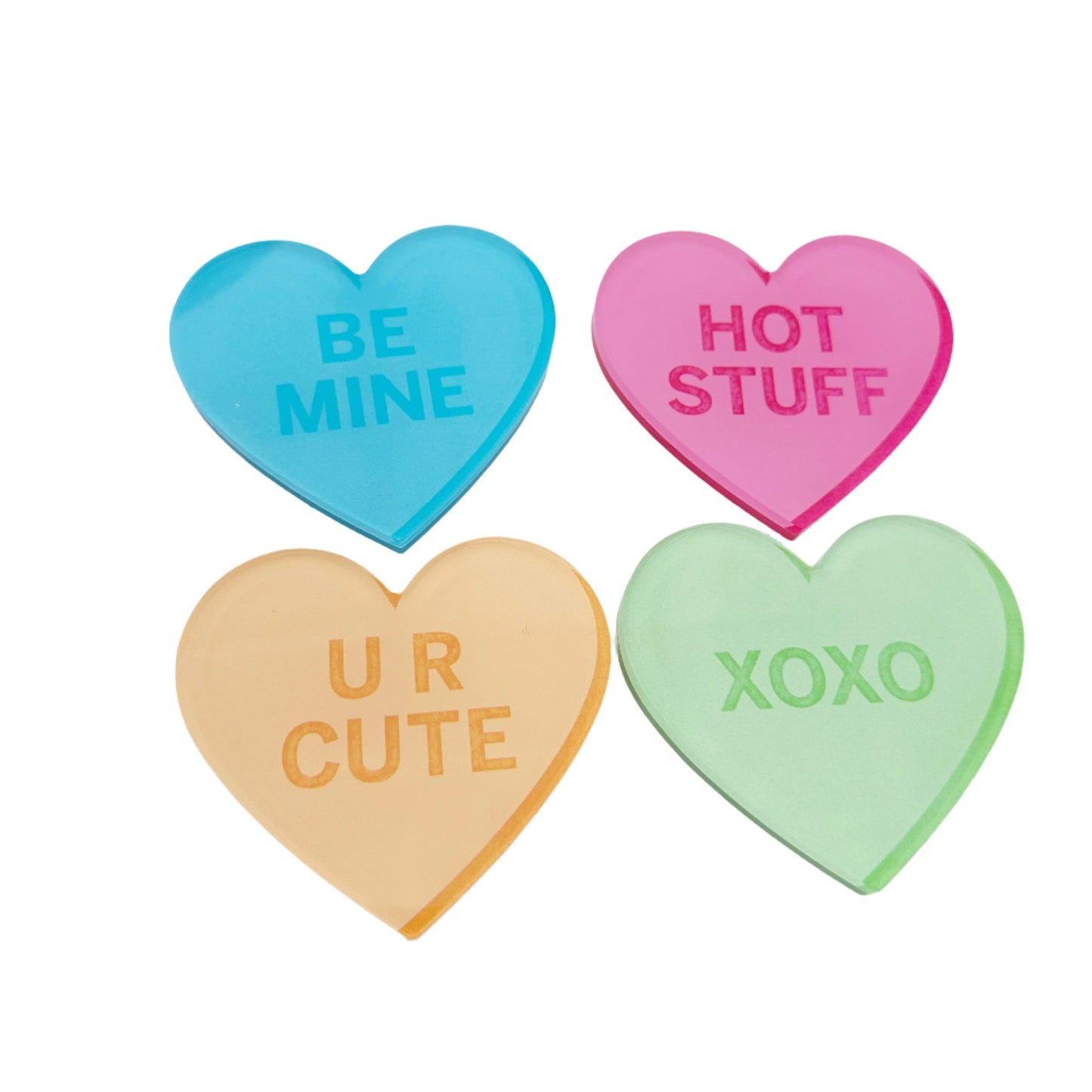 Conversation Hearts Acrylic Coasters | set of 4