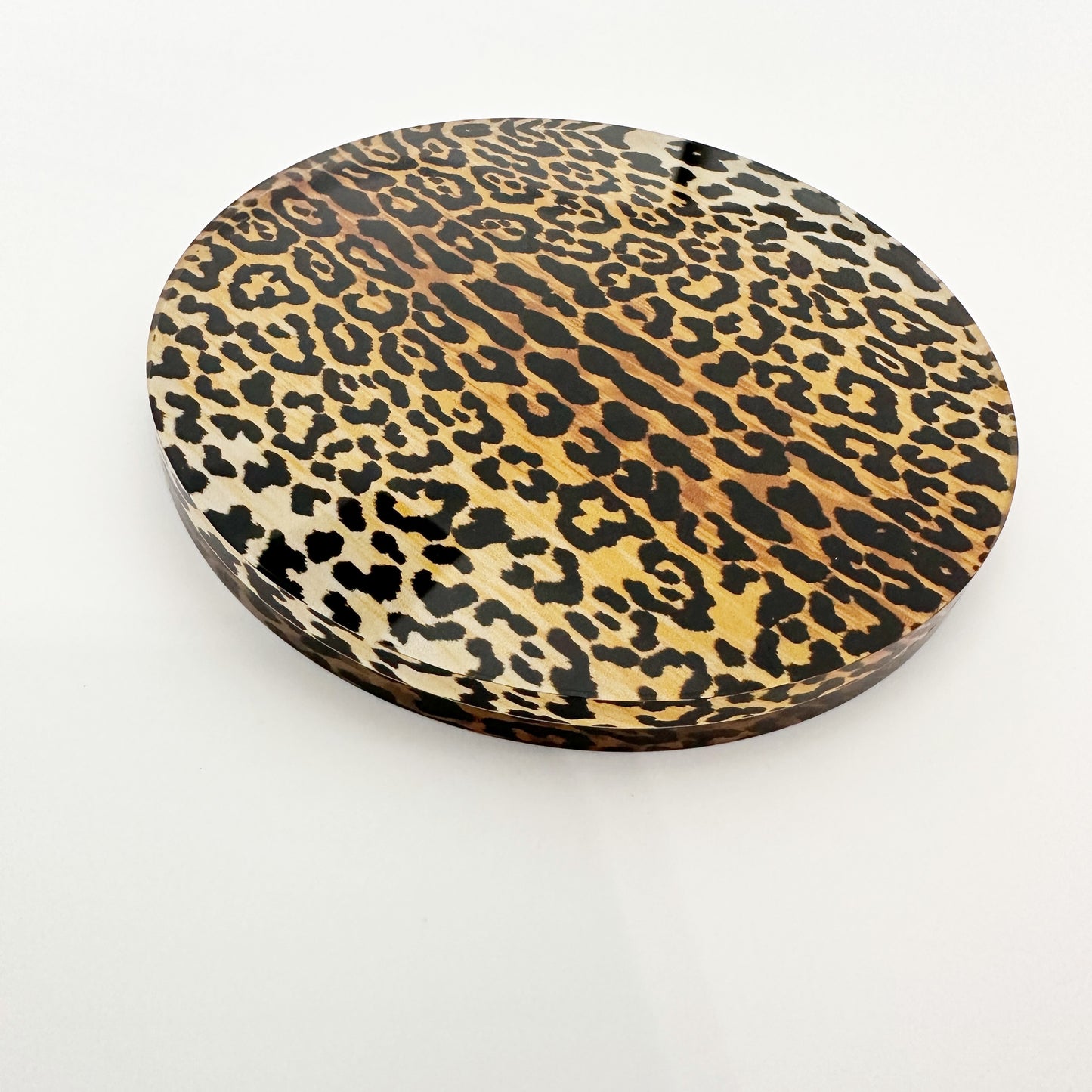 Leopard Print Acrylic Coaster | brown & black