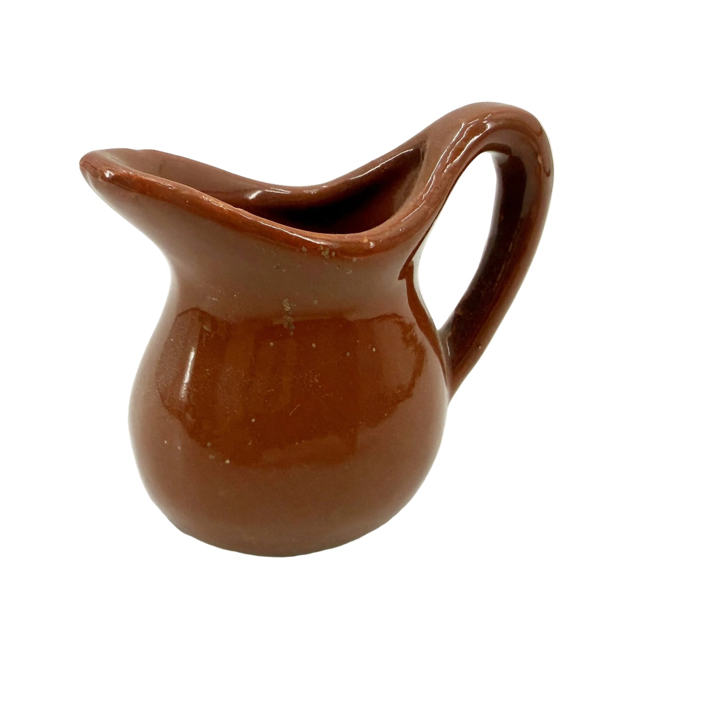 2.25" tall Brown Cruet Pitcher | vintage pottery