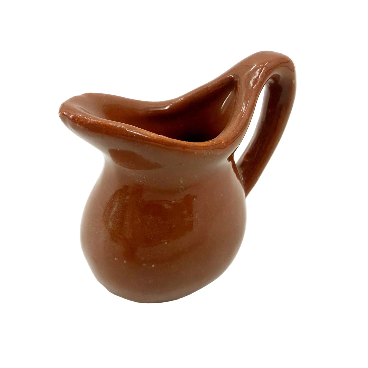 2.25" tall Brown Cruet Pitcher | vintage pottery