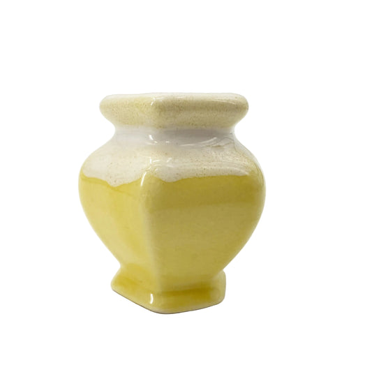 yellow & white 2.25" tall Hexagon Vase | vintage pottery