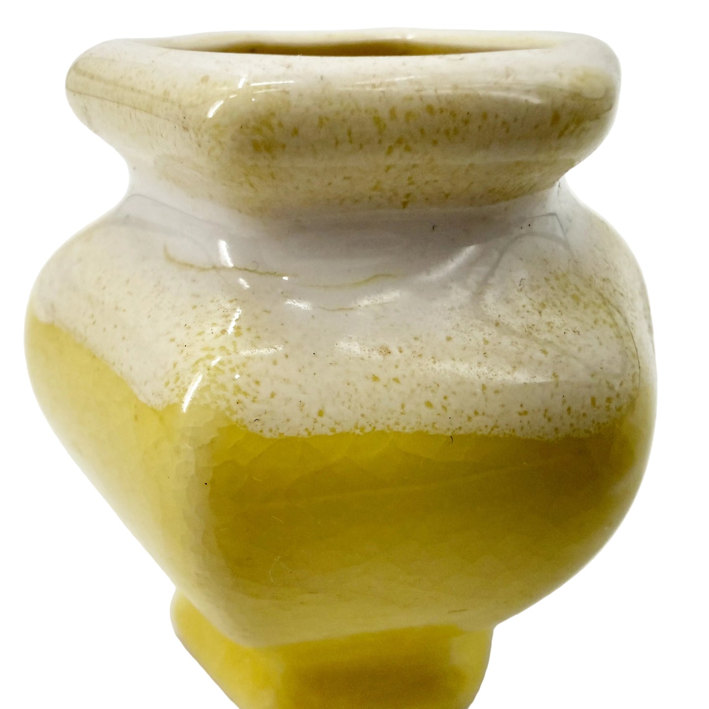 yellow & white 2.25" tall Hexagon Vase | vintage pottery