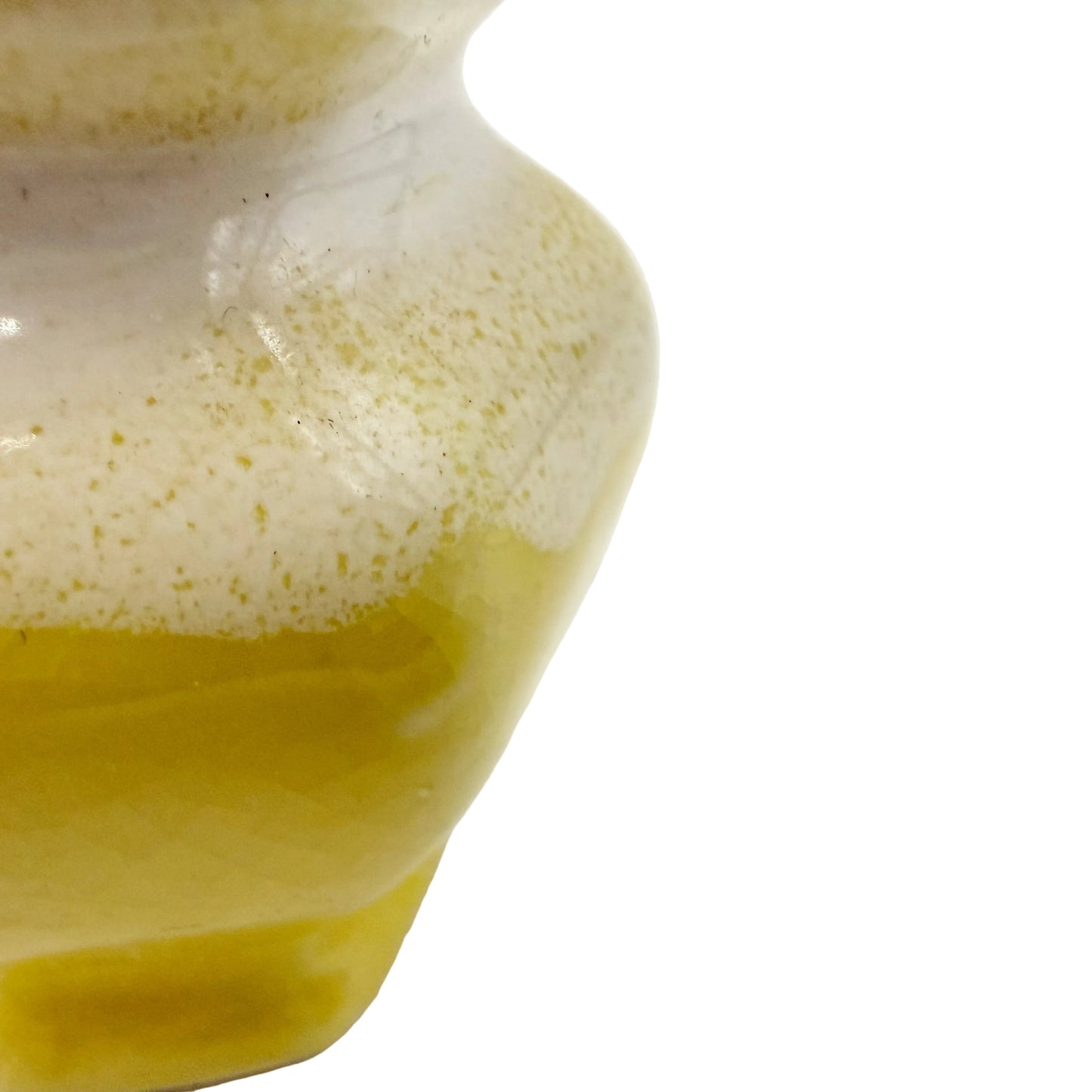 yellow & white 2.25" tall Hexagon Vase | vintage pottery