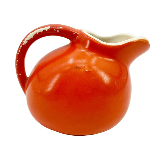 tomato red 3.5" tall Creamer | vintage USA #1 pottery