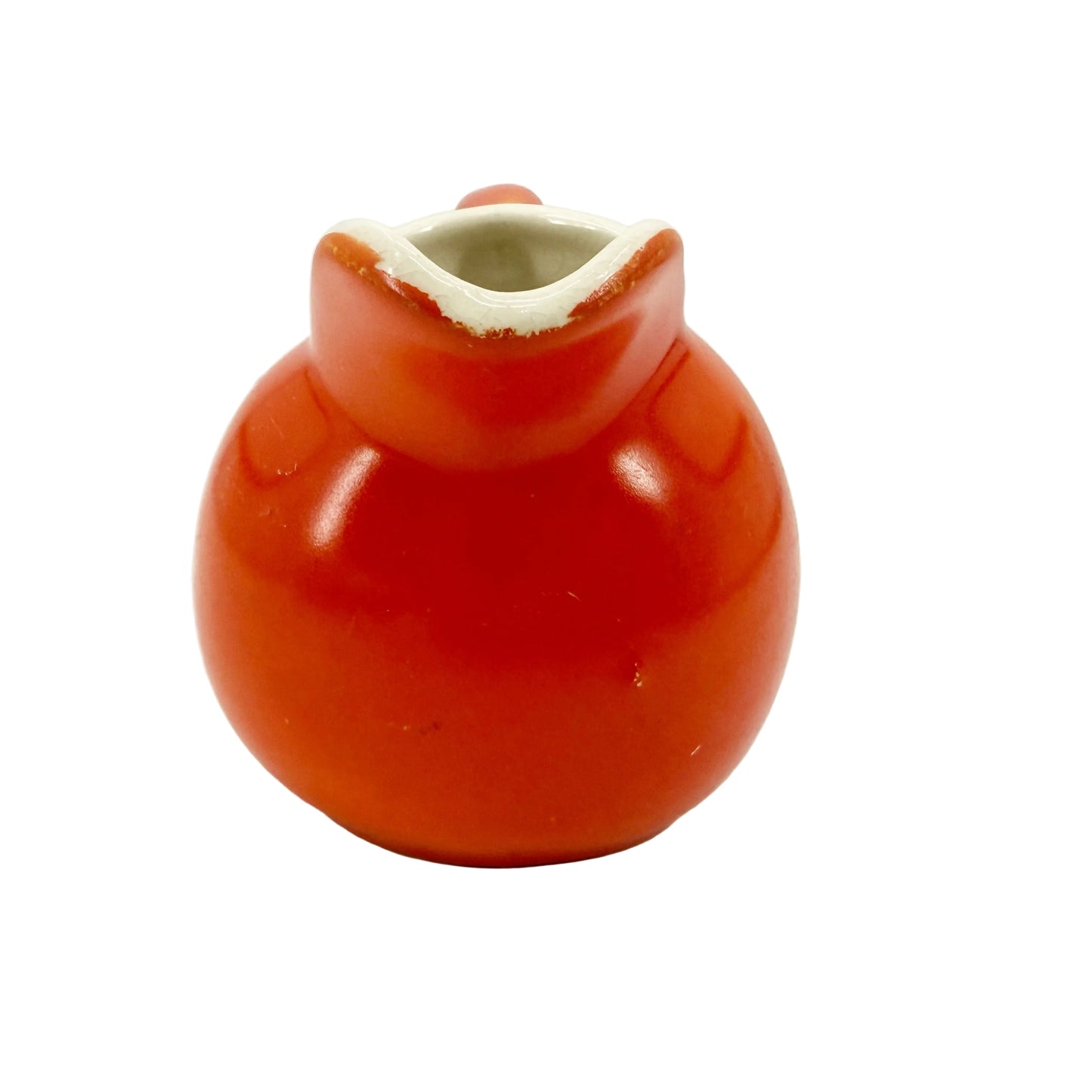 tomato red 3.5" tall Creamer | vintage USA #1 pottery