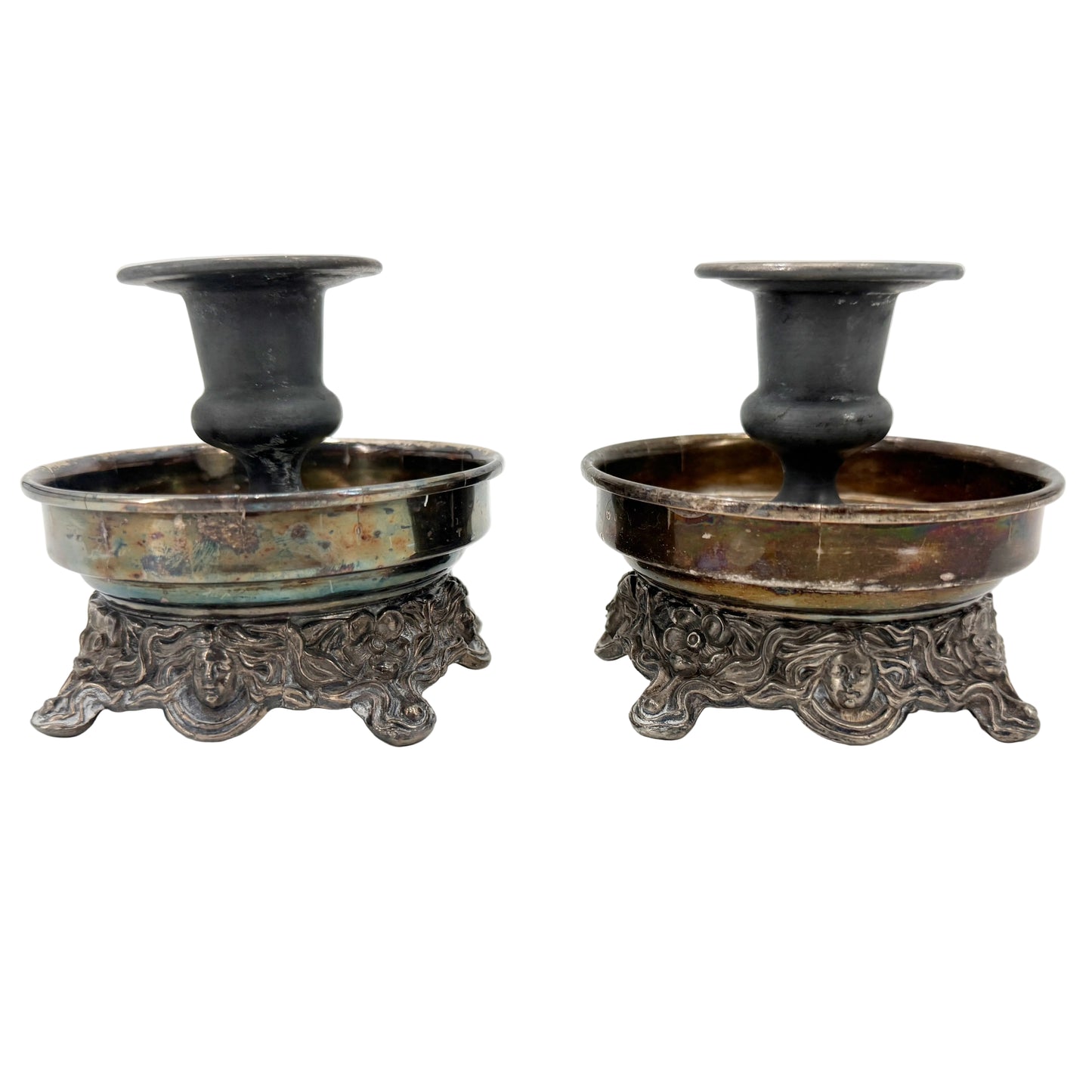 silver-plated Candlestick Holders | vintage Sheridan Silver