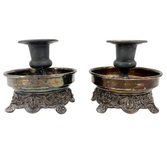 silver-plated Candlestick Holders | vintage Sheridan Silver