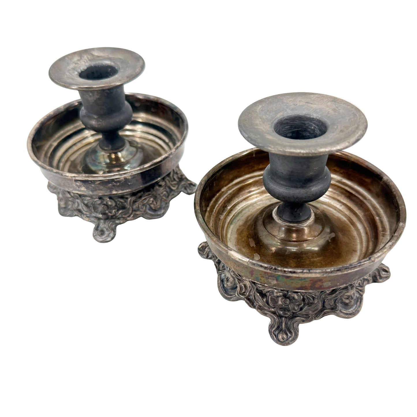 silver-plated Candlestick Holders | vintage Sheridan Silver