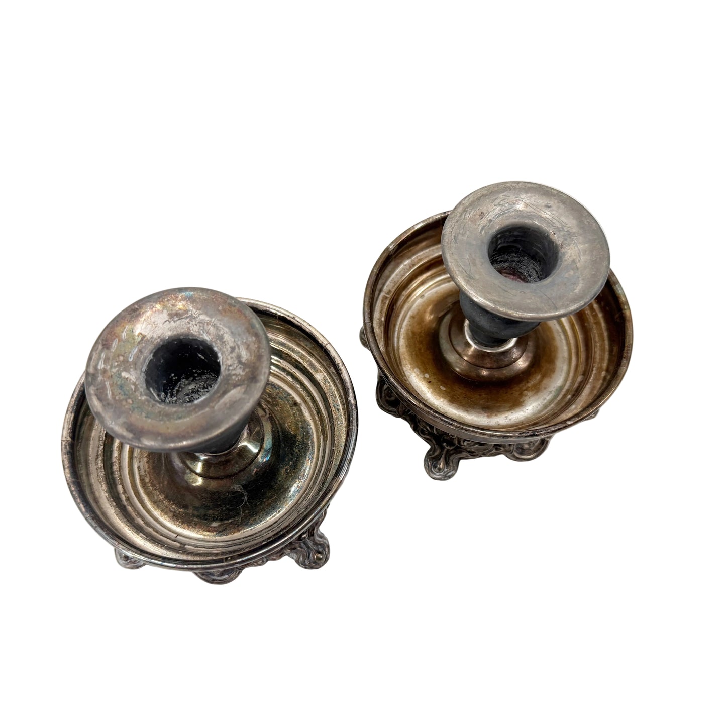 silver-plated Candlestick Holders | vintage Sheridan Silver