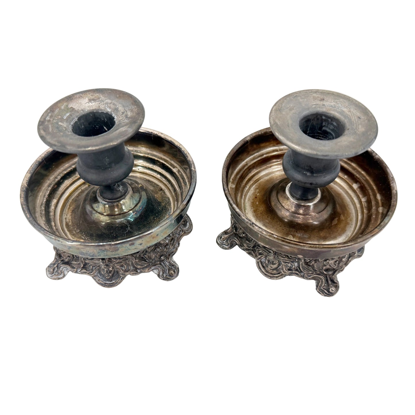 silver-plated Candlestick Holders | vintage Sheridan Silver