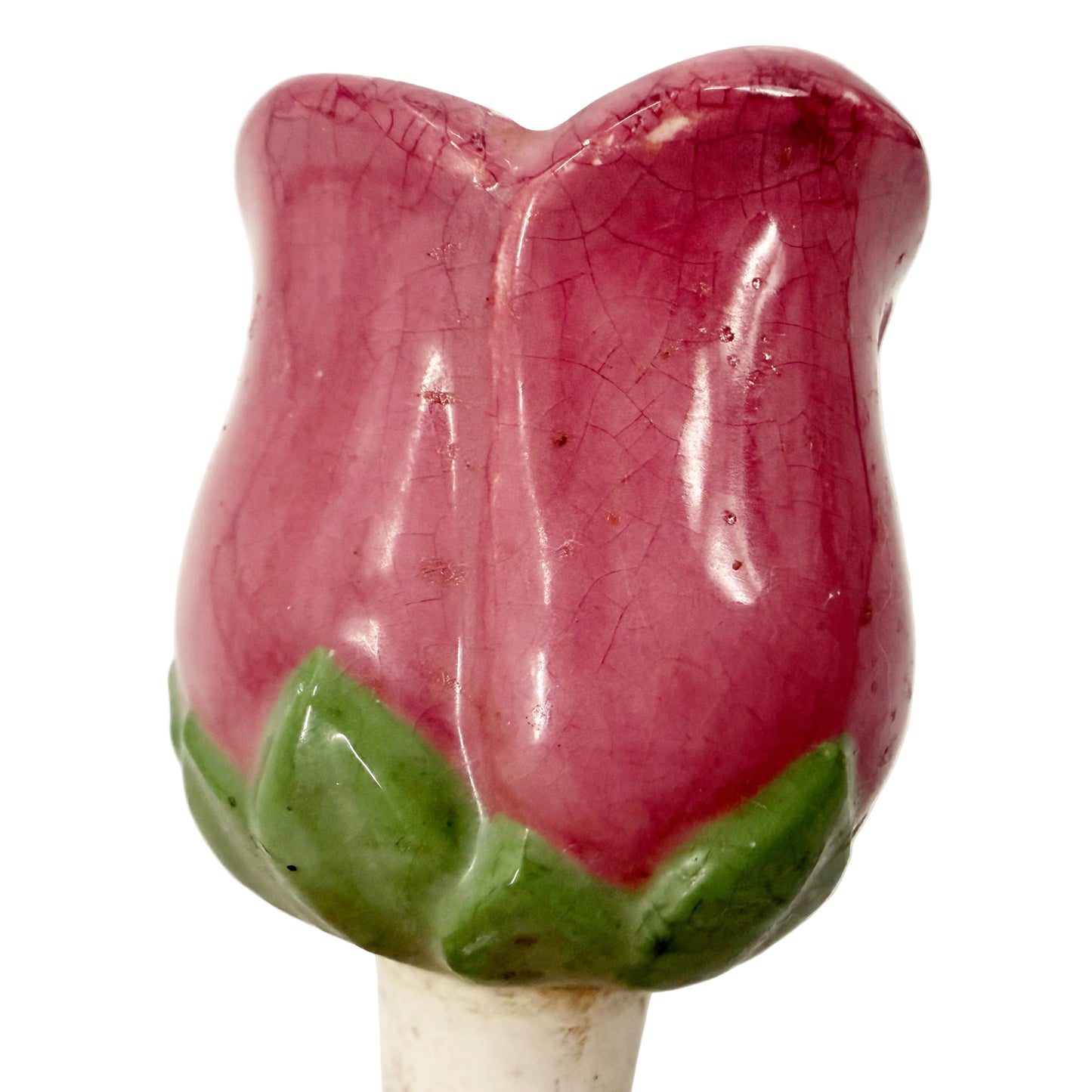 pink flower Self Watering Plant Spike | vintage pottery