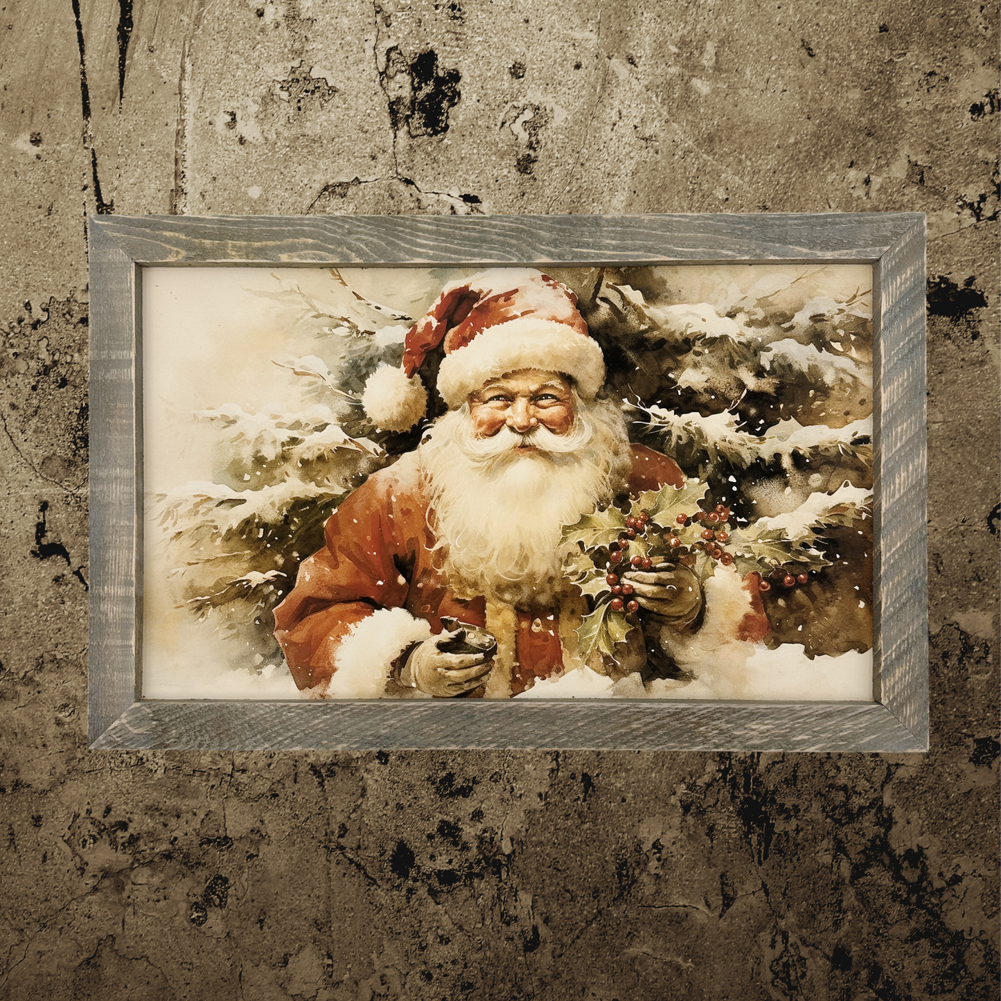 Santa Smiling | 25" x 16" framed art print