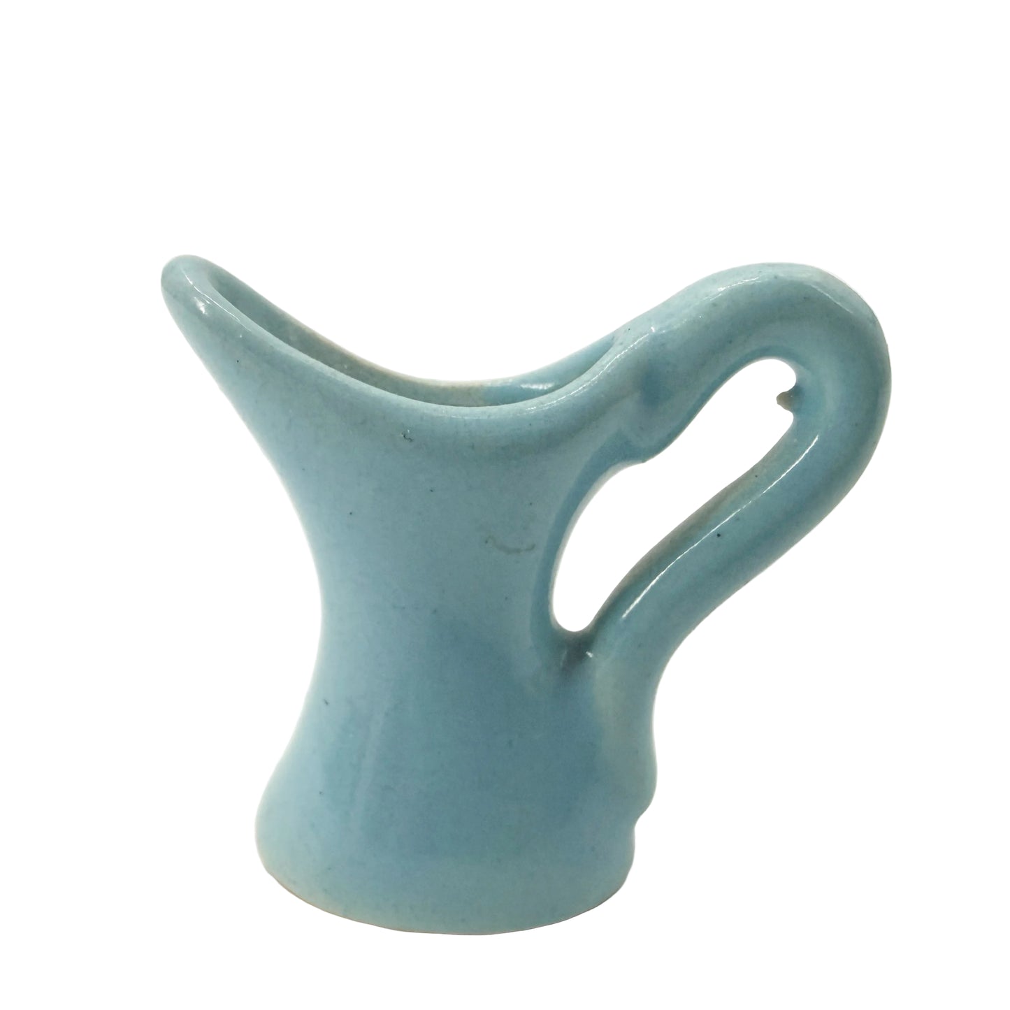 2" tall turquoise blue Cruet Pitcher | vintage pottery
