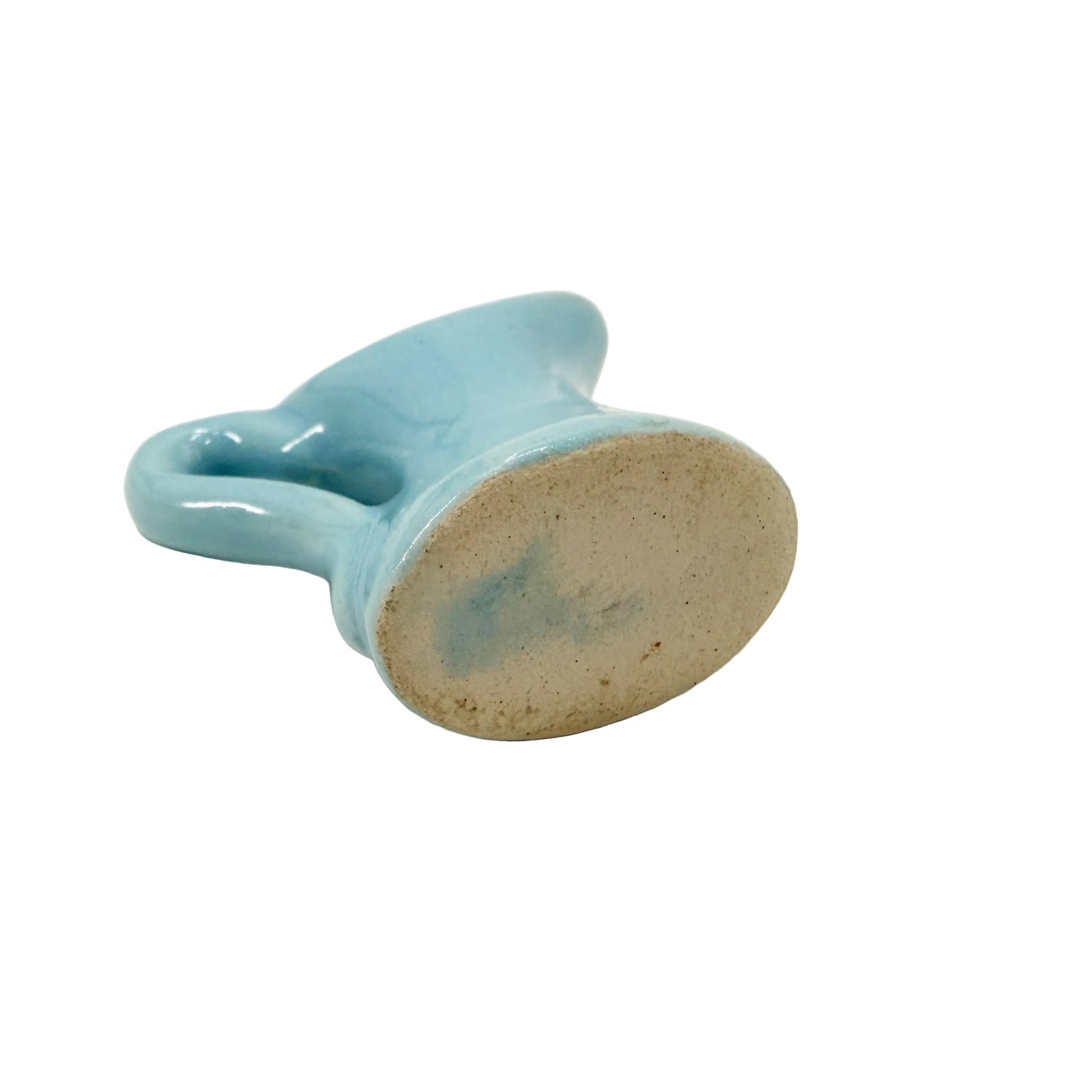 2" tall turquoise blue Cruet Pitcher | vintage pottery