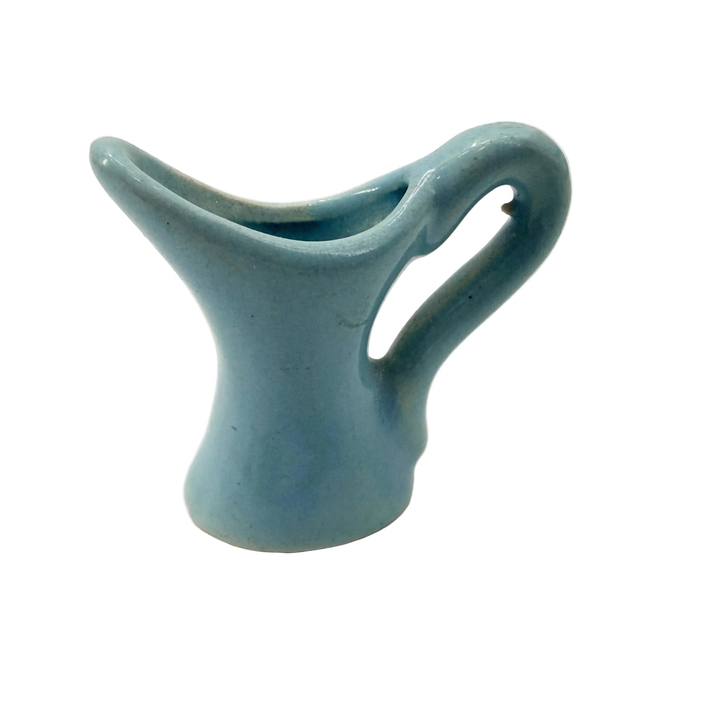 2" tall turquoise blue Cruet Pitcher | vintage pottery