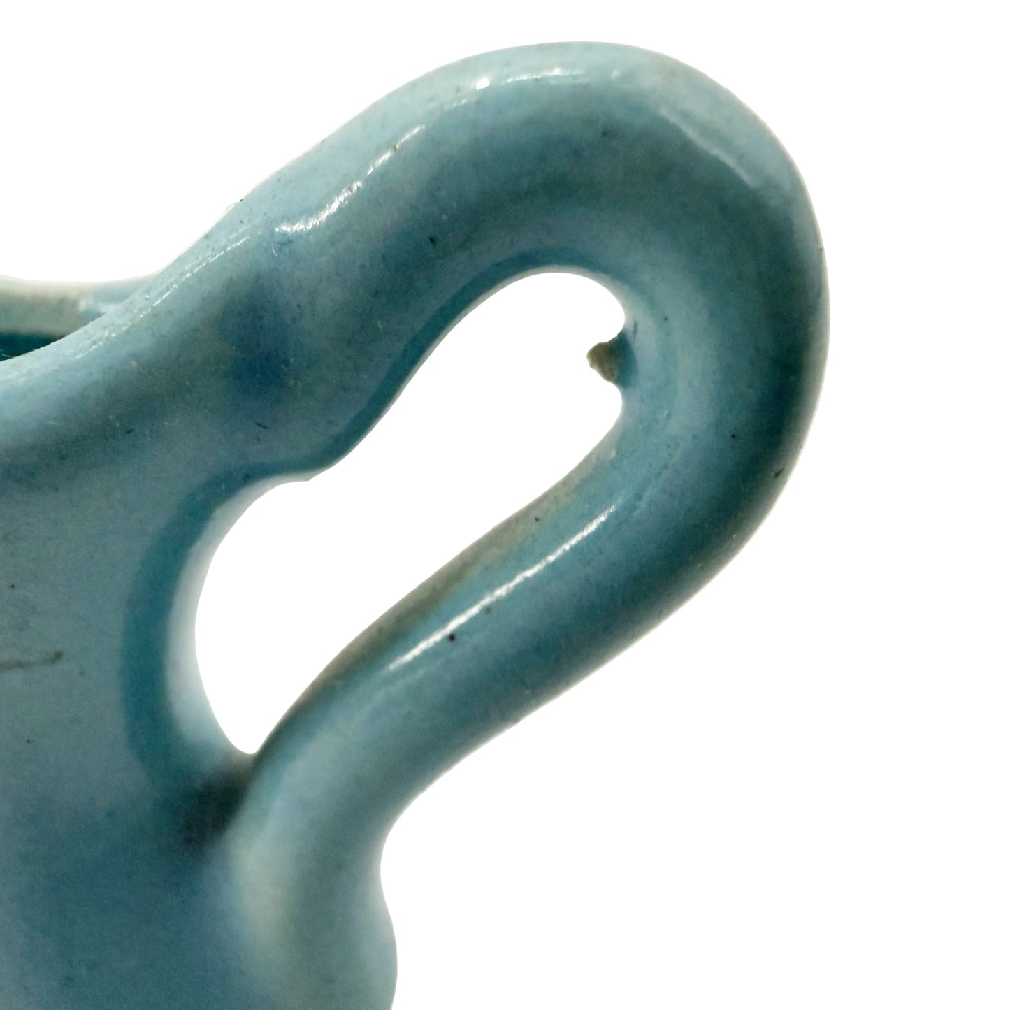 2" tall turquoise blue Cruet Pitcher | vintage pottery