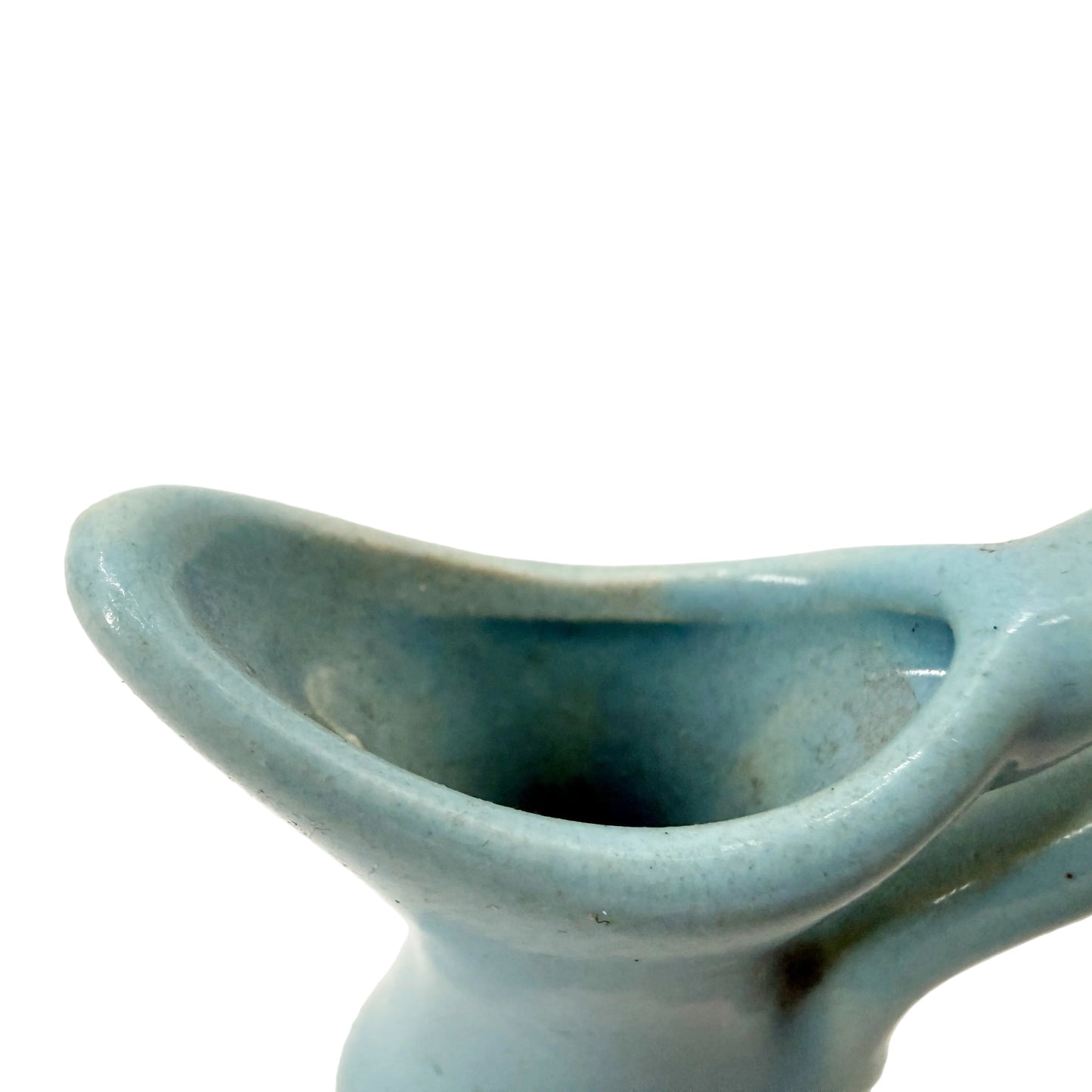 2" tall turquoise blue Cruet Pitcher | vintage pottery