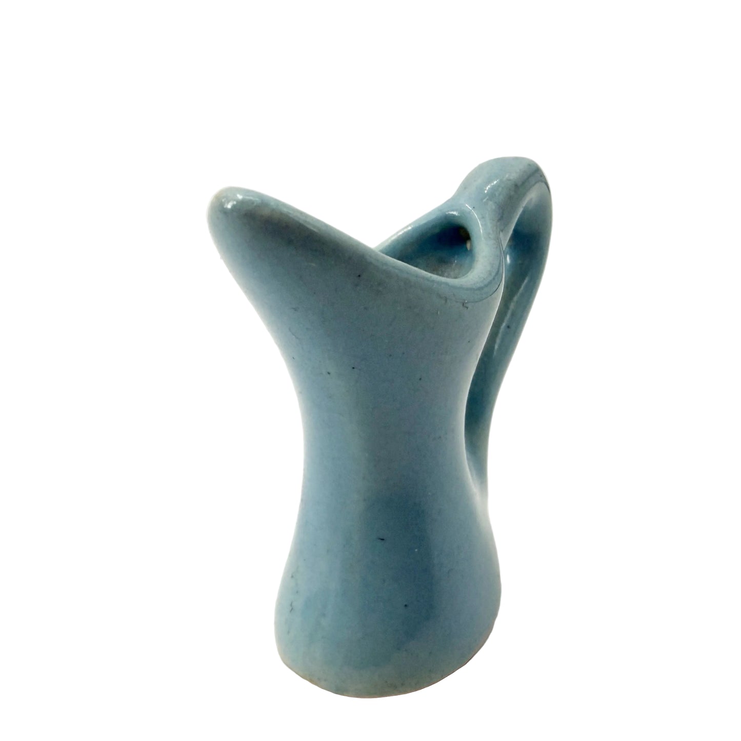2" tall turquoise blue Cruet Pitcher | vintage pottery