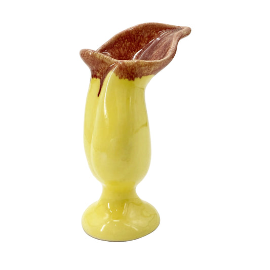 yellow & brown Bud Leaf Vase | vintage Walker pottery