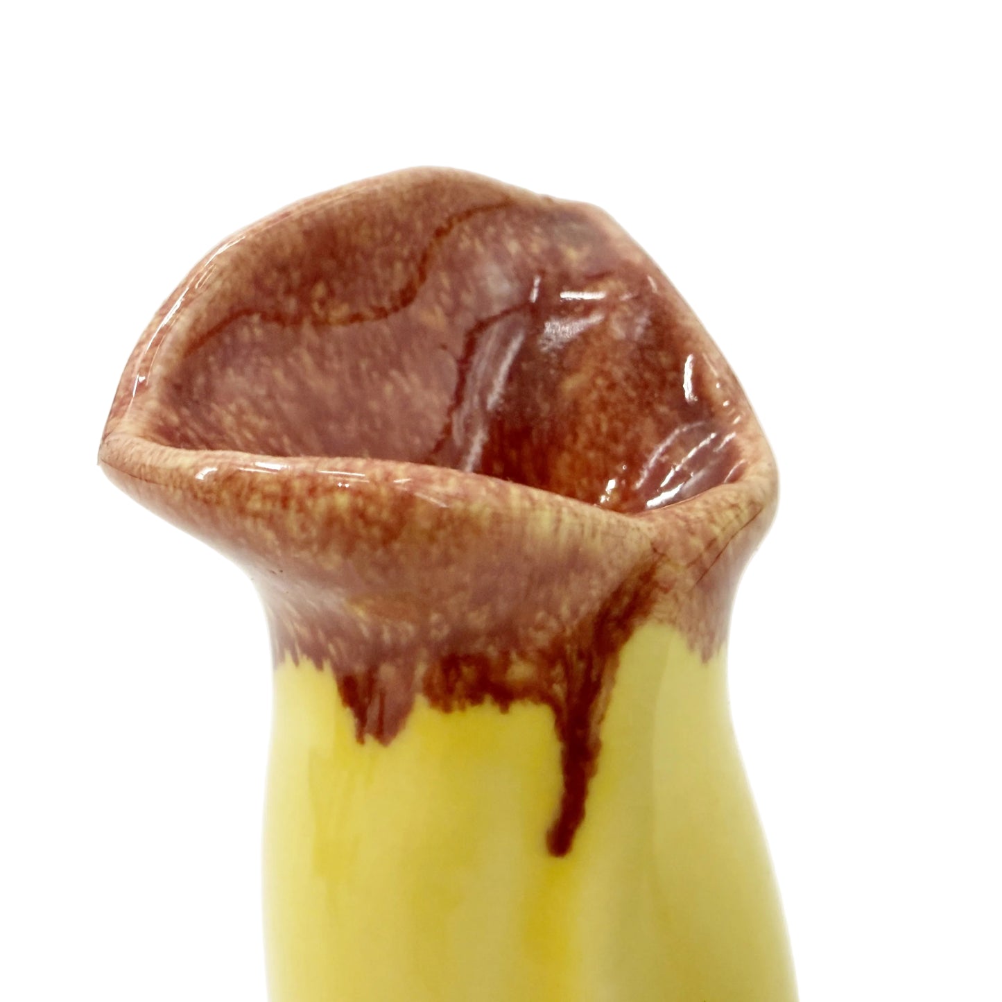 yellow & brown Bud Leaf Vase | vintage Walker pottery