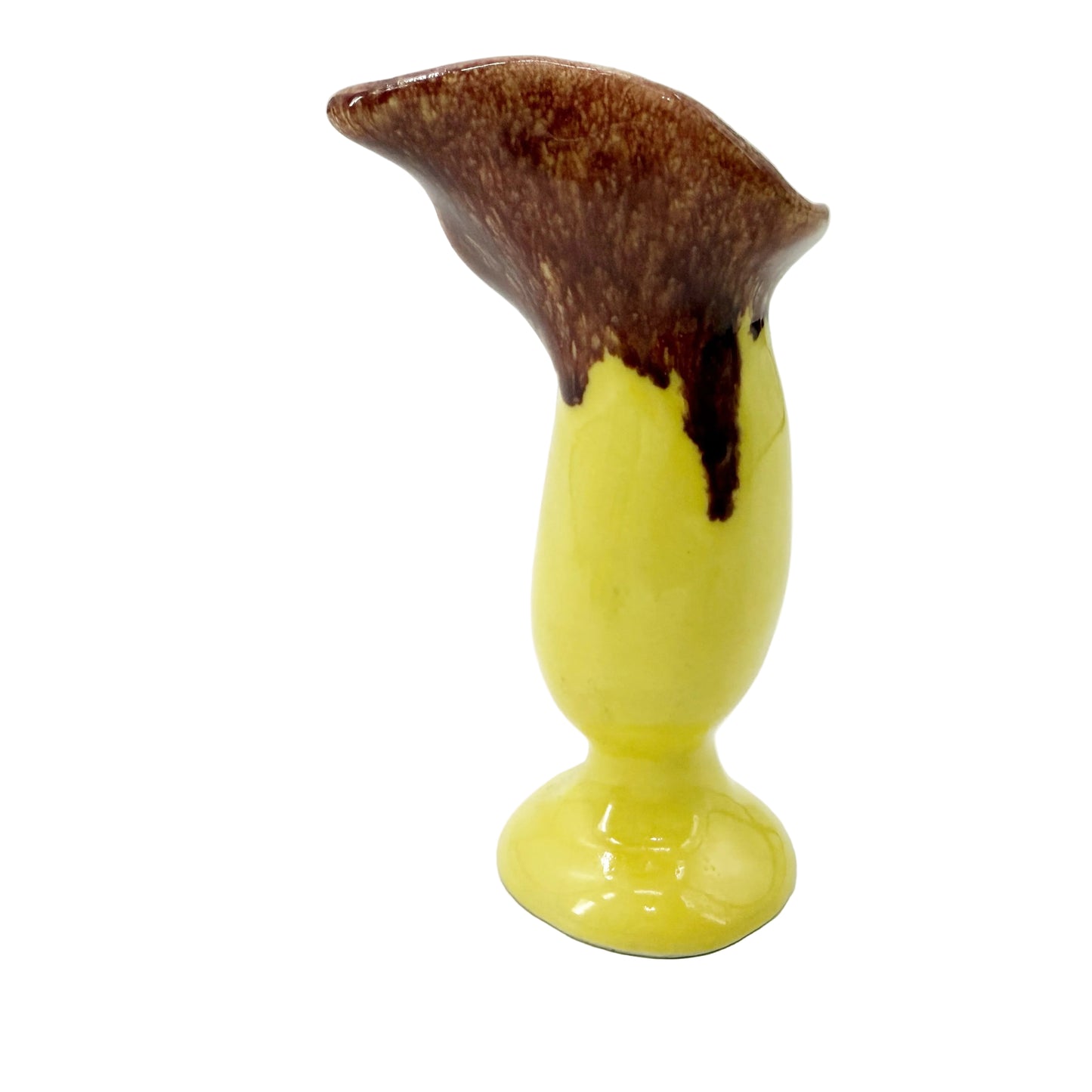 yellow & brown Bud Leaf Vase | vintage Walker pottery