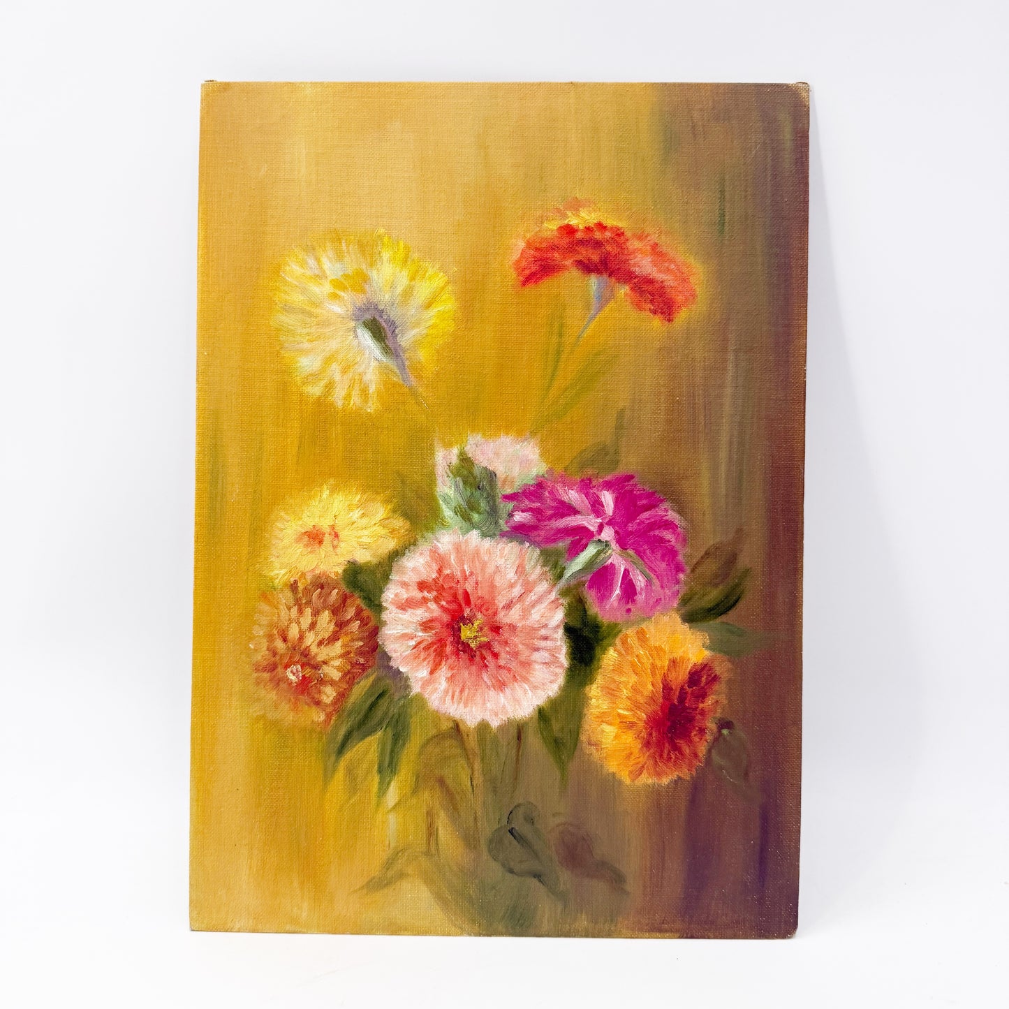 vintage floral oil painting on canvas | 10" x 14" {unframed}