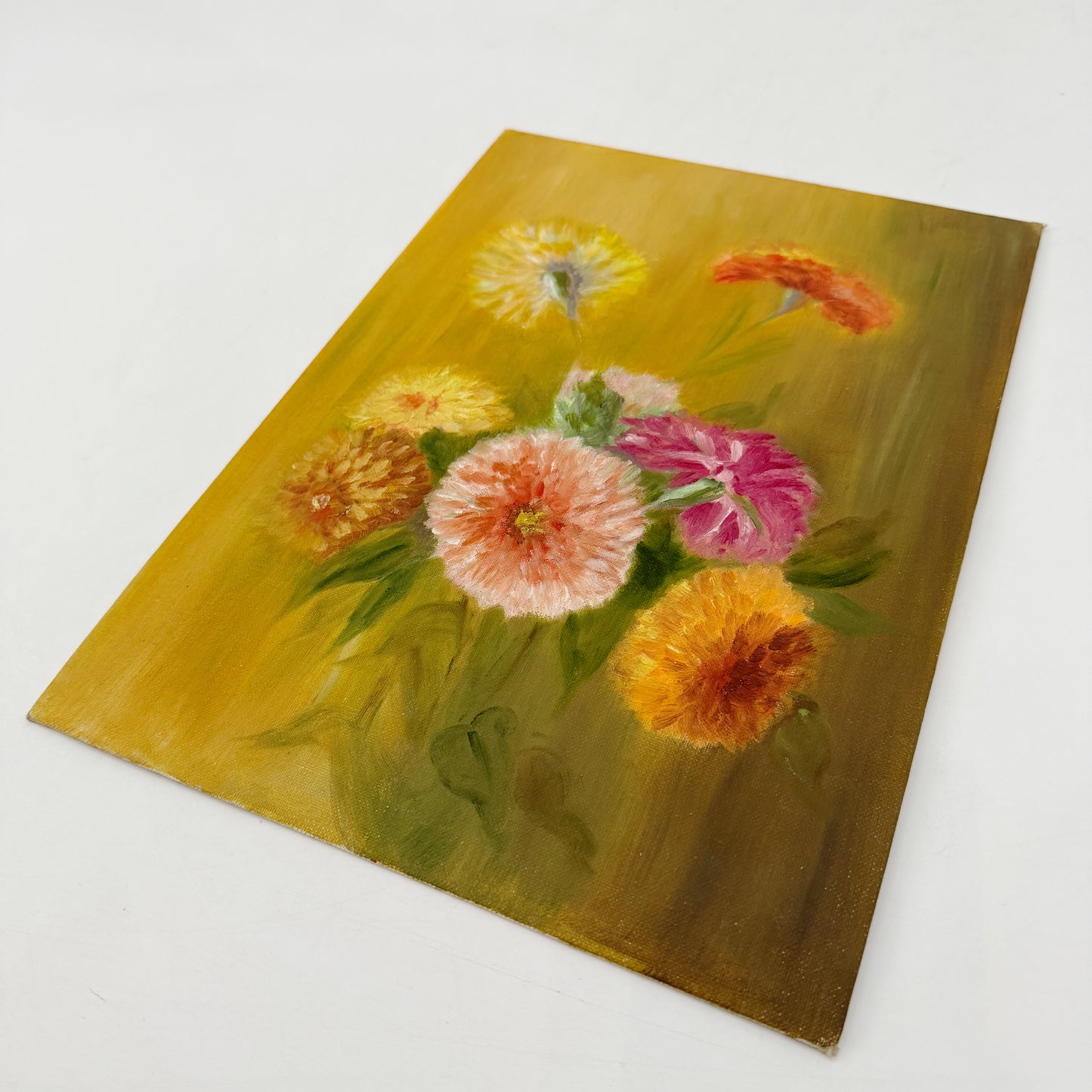 vintage floral oil painting on canvas | 10" x 14" {unframed}