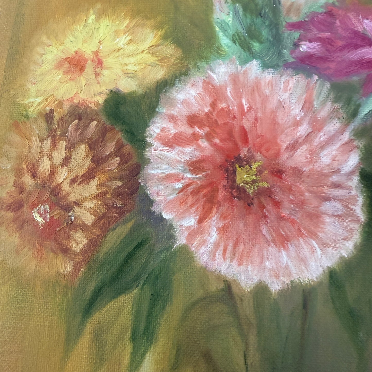 vintage floral oil painting on canvas | 10" x 14" {unframed}
