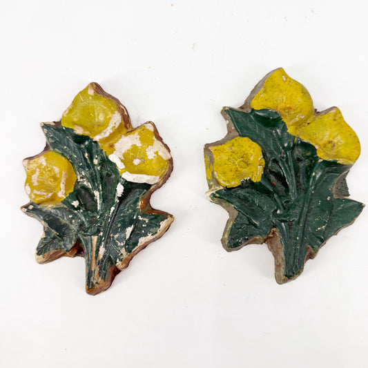 Plaster of Paris Floral Wall Plaques | vintage art