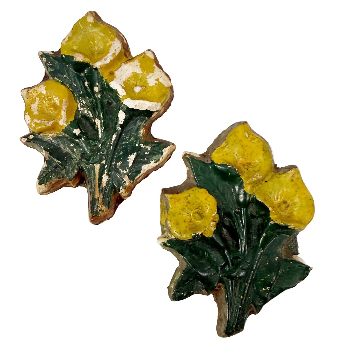 Plaster of Paris Floral Wall Plaques | vintage art