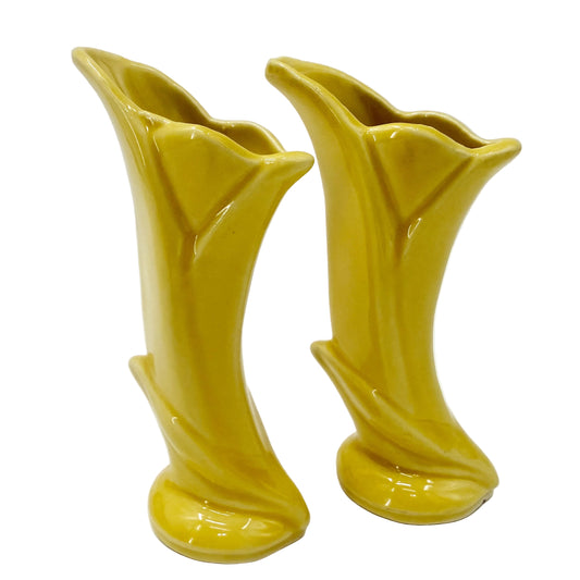 vintage Shawnee yellow #1125 Bud Vases | set of two